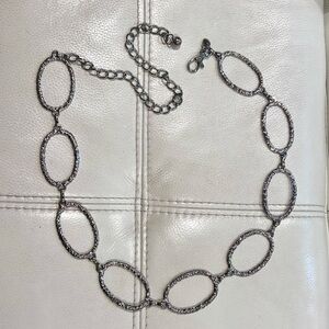 Silver Tone Vintage Textured Oval Chain Belt